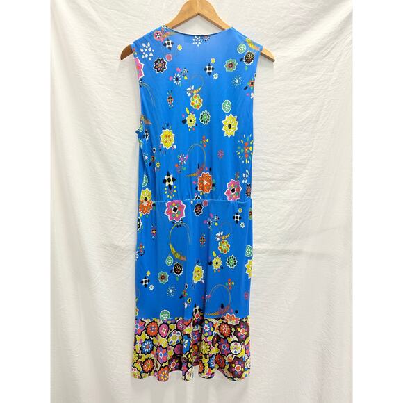 Emilio Pucci Blue Surplice Floral Print Dress Costal Beach Resort Vacation US 10 - Picture 4 of 12